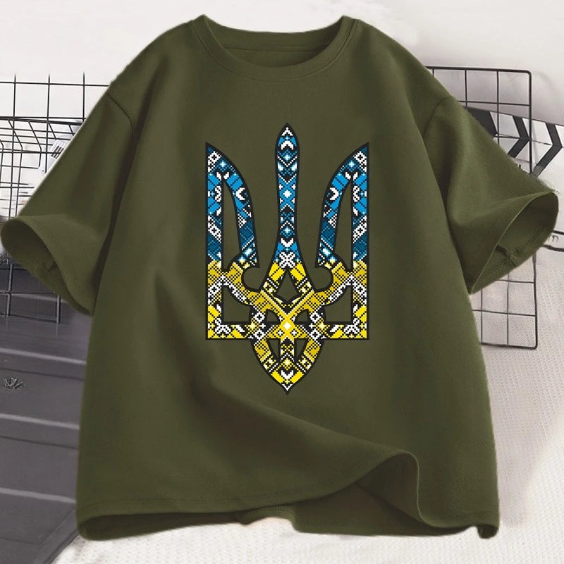 Ukraine Emblem Printed T-shirt O-Neck