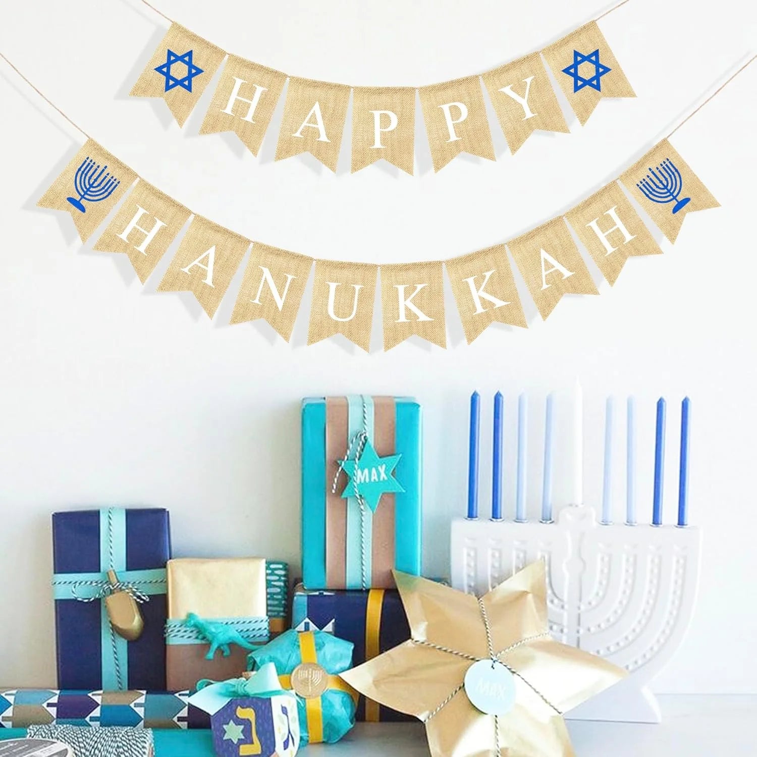 Happy Hanukkah Banner for Garland Bunting Chanukah Festival Party