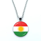 Kurdistan Flag Glass Pendant Keychain Jewelry Charm Bag Souvenir Key Ring