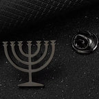Jewish menorah men's brooch stainless steel lapel pin