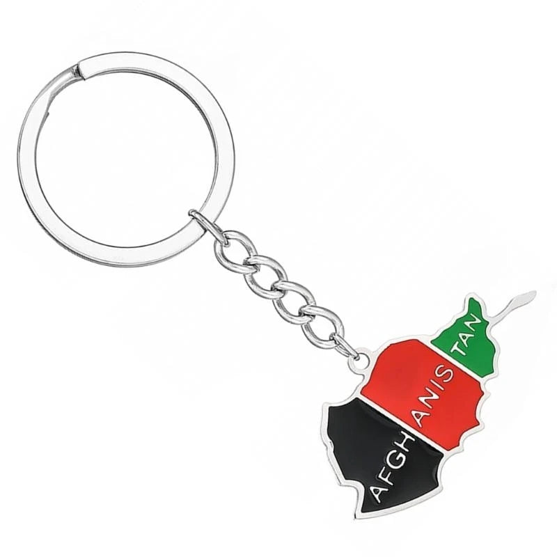 Afghanistan Flag Keychain Country Map