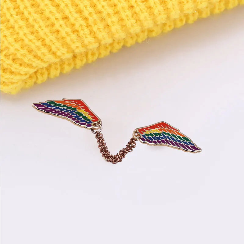 Rainbow wings LGBT Pride badge