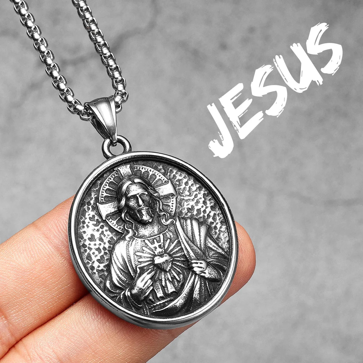 Jesus Heart Cross Necklaces Pendant Chain