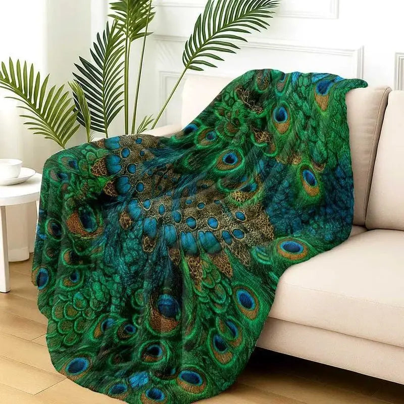 Peacock Flannel Throw