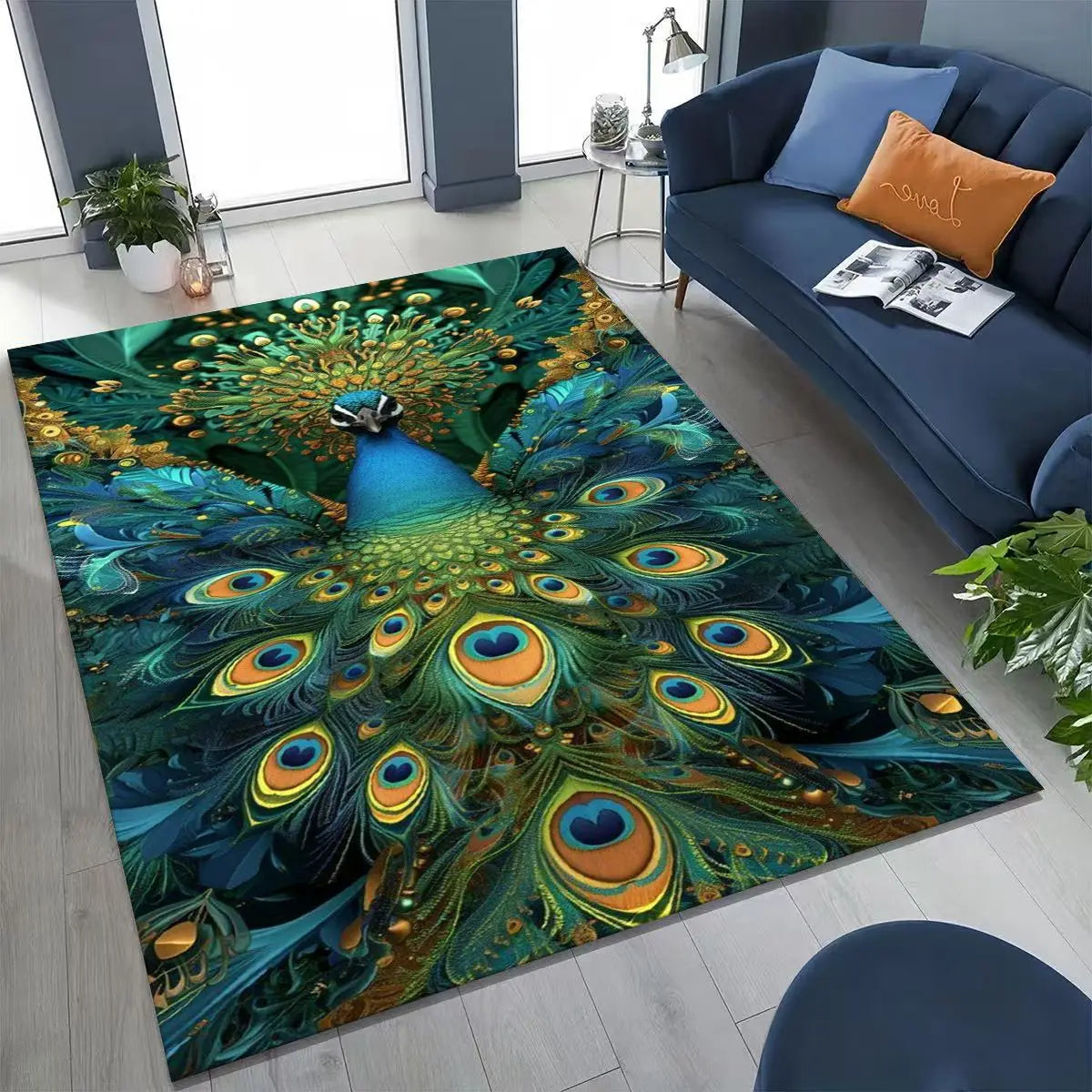 Colorful Peacock Birds Rug