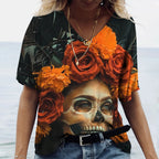 Skulls T-shirt Women's Short Sleeve, Day of the Dead