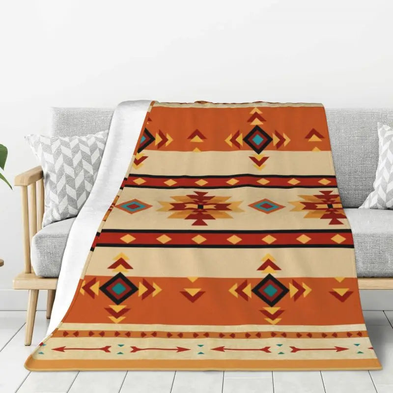 Native American Navajo Boho Aztec Pattern Blanket