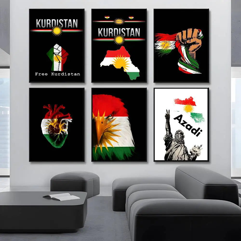Vintage Waterproof Kurdistan Flag Poster