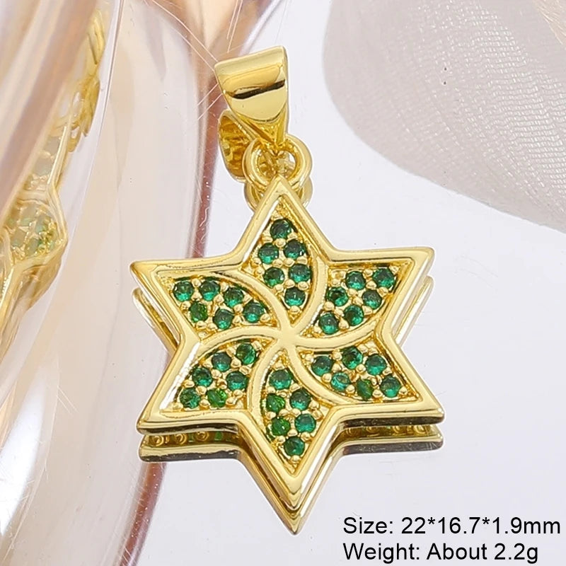 Gold Plated Handmade Colorful Star Of David Charms