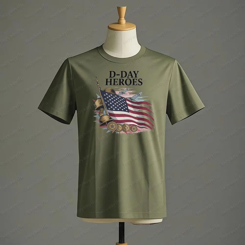 D Day Heroes T Shirt American Flag WW2 Tshirt