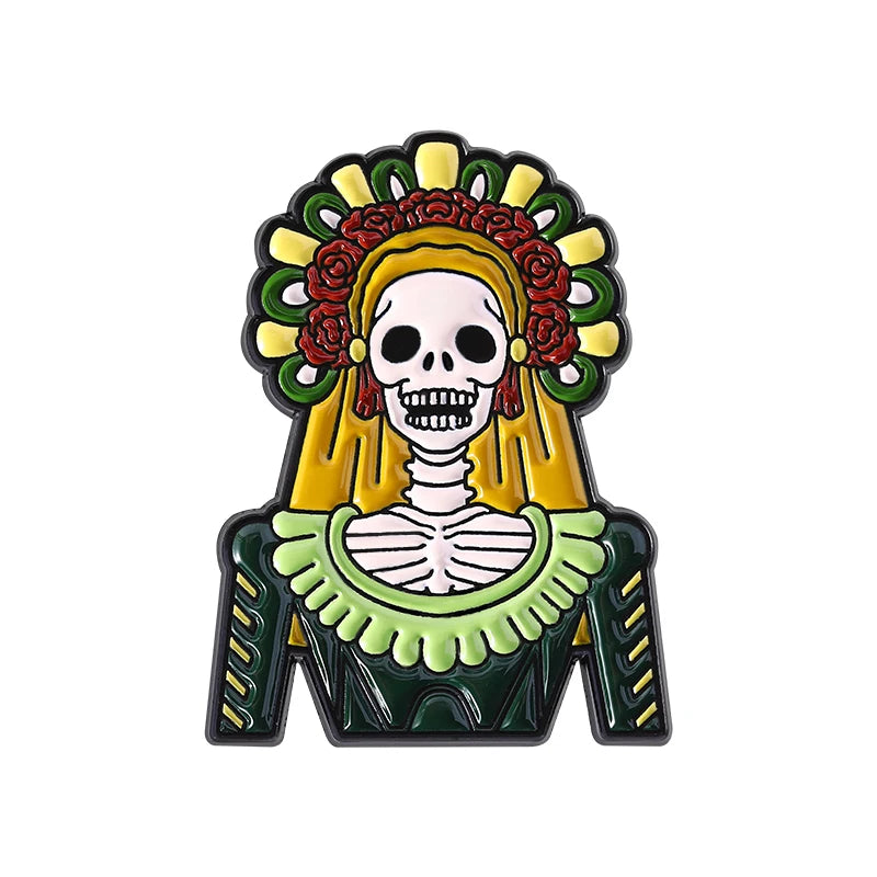 La Calavera Catrina Mexico Day Of The Dead Enamel Pins