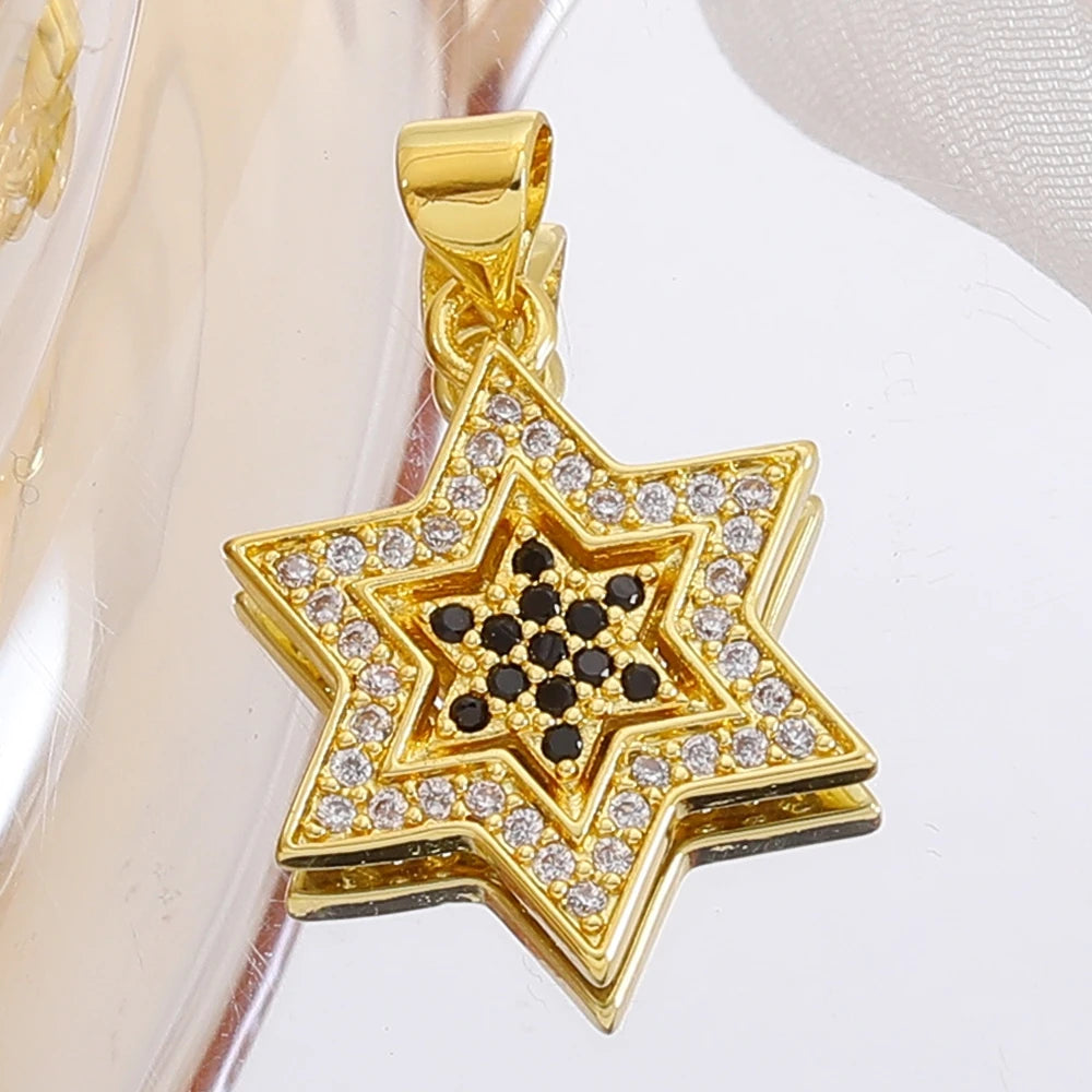 Gold Plated Handmade Colorful Star Of David Charms