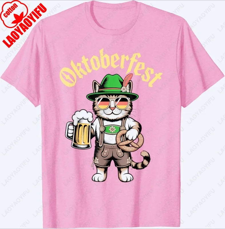Funny Oktoberfest Cute Cat Pretzel Beer Funny Party Adults T-Shirt