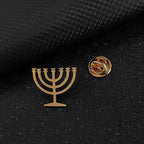 Jewish menorah men's brooch stainless steel lapel pin