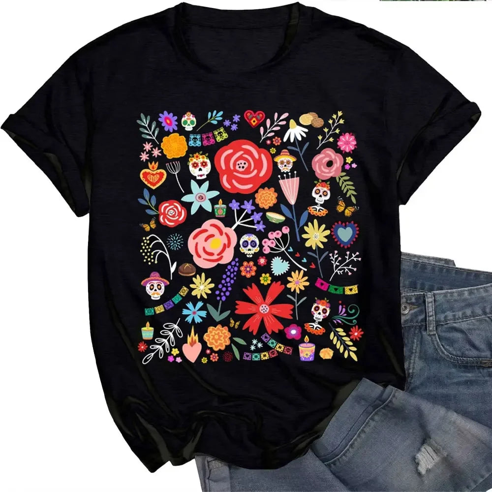 Day of The Dead Womens  T Shirt Mexican Art