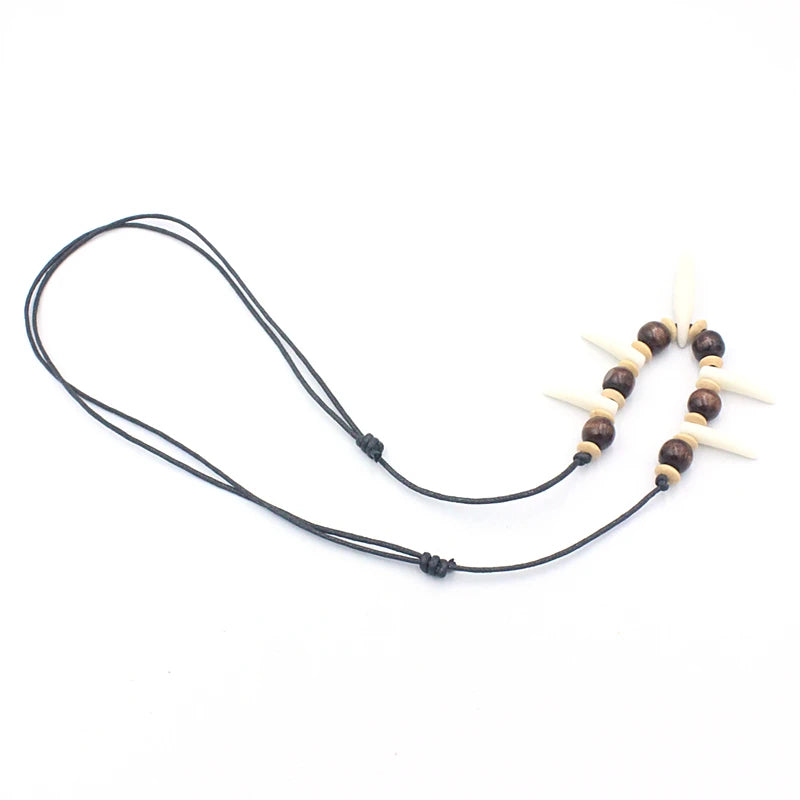 Tribal Imitation Wolf Teeth Beaded Necklace