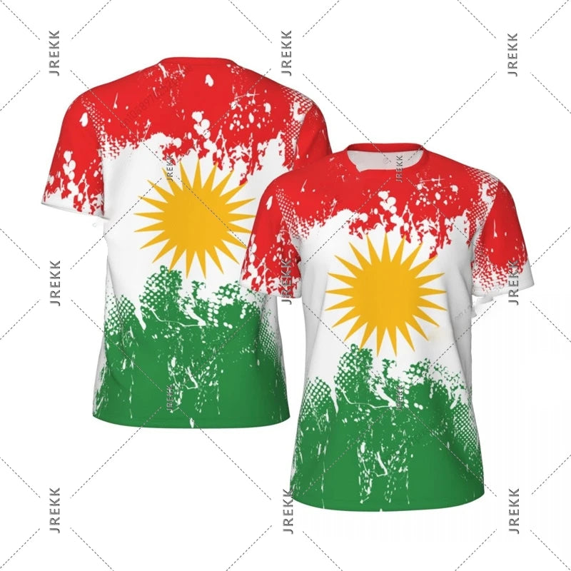 Kurdish Flag Print T-shirt For Men Football Sport