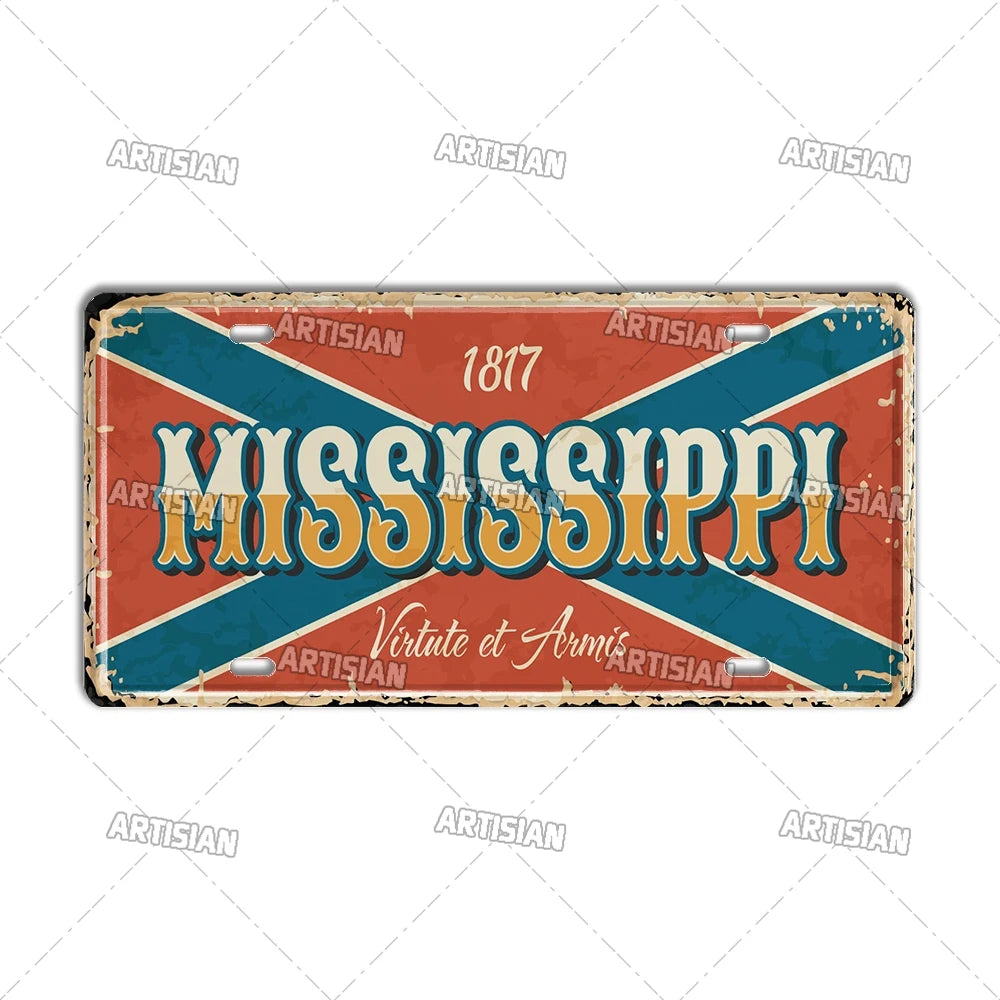 USA License Plate Landmark Metal
