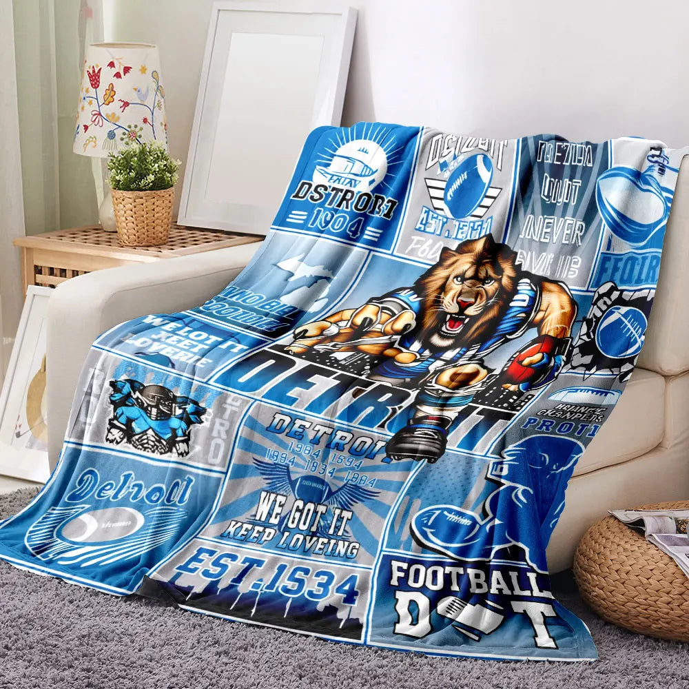 Detroit Football Legacy Collage Blanket -