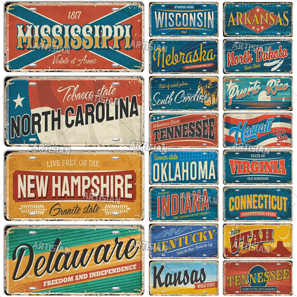 USA License Plate Landmark Metal