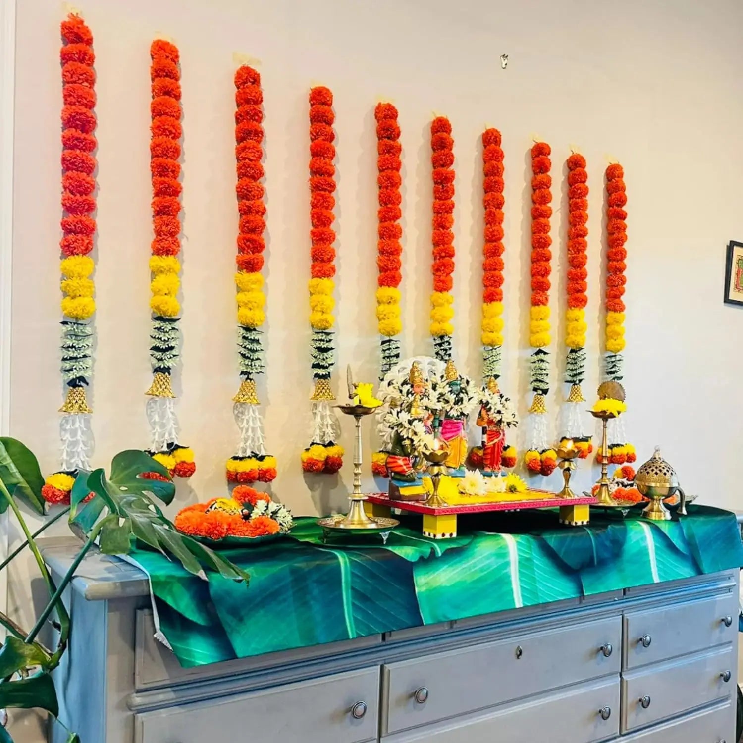 Marigold Flower Garland for Decoration Diwali Pooja Day of The Dead Mexican