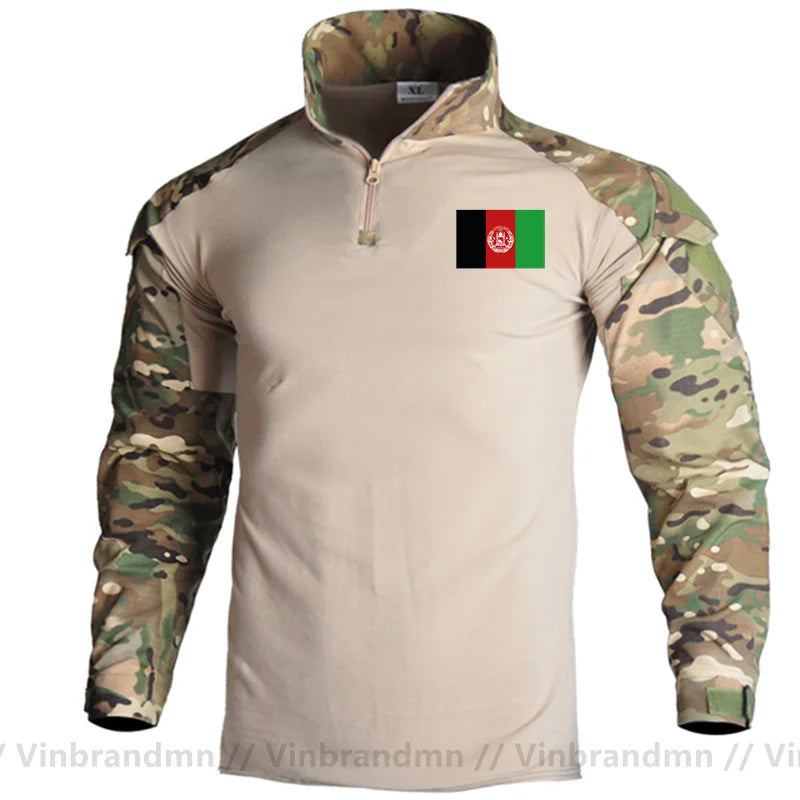 Afghan Flag Design Men's Long Sleeve Combat Uniform
