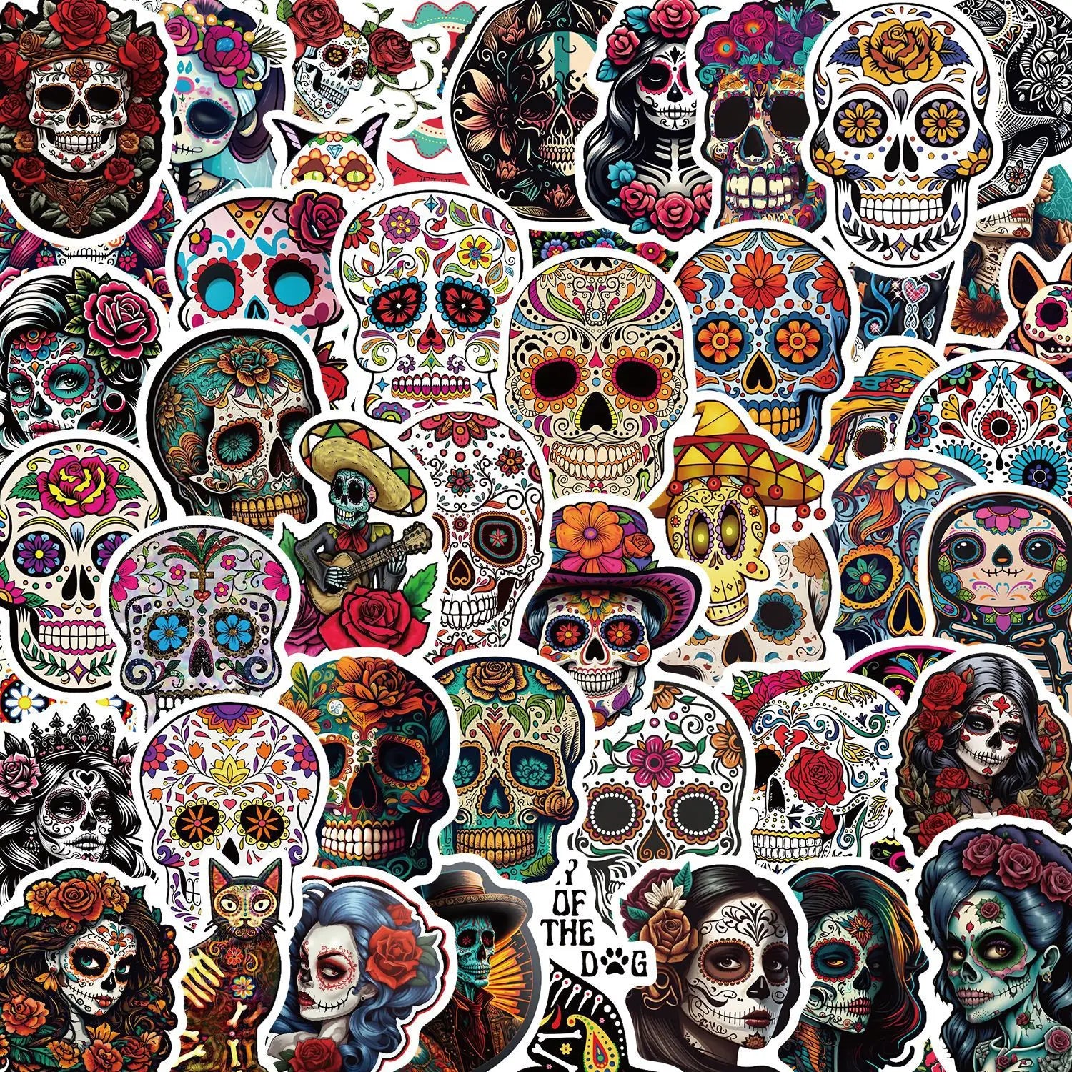 10/30/50PCS Day of the Dead Stickers Skull