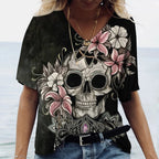 Skulls T-shirt Women's Short Sleeve, Day of the Dead