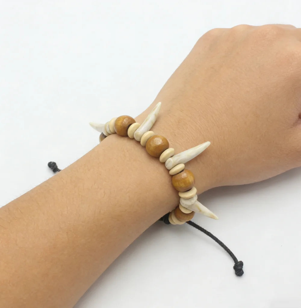 Tribal Imitation Wolf Teeth Beaded Necklace