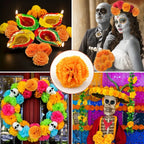 2.17 Inch Marigold Artificial Flowers Day of The Dead, Halloween and Diwali Party Home Outdoor Decoration