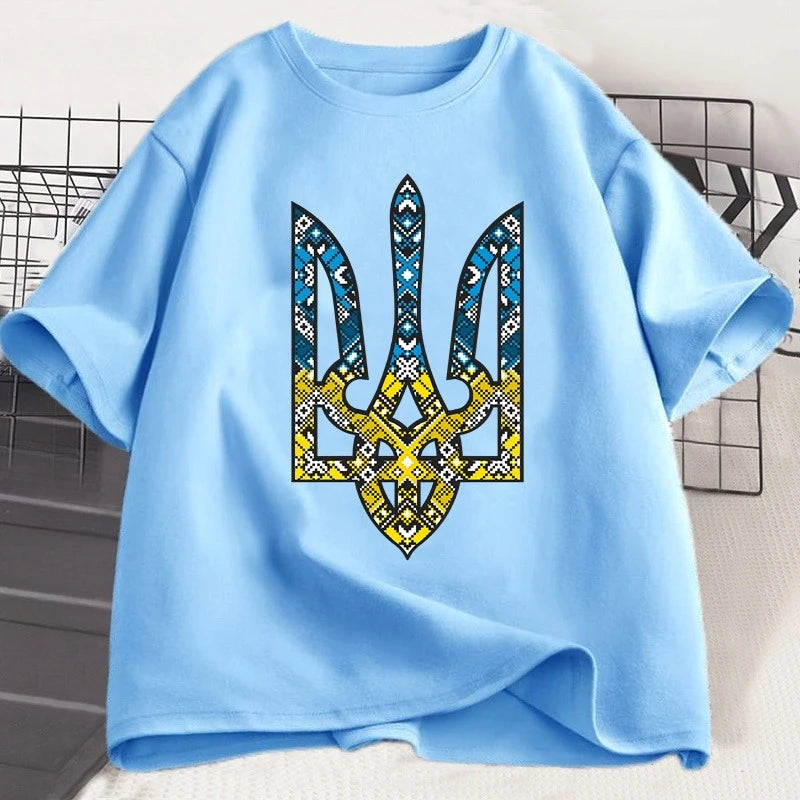 Ukraine Emblem Printed T-shirt O-Neck