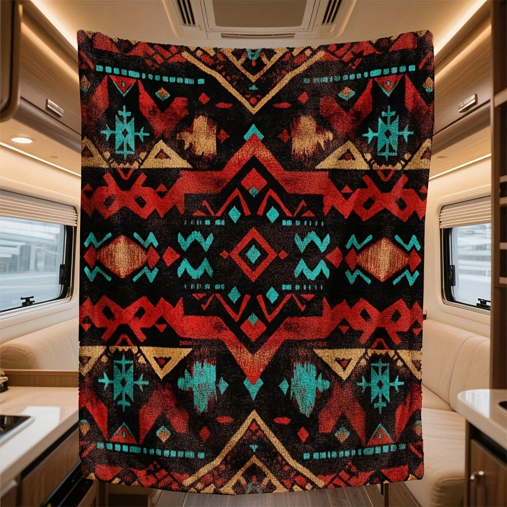 Throw Blanket Southwestern Tribal Red Brown Native American