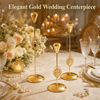 Set Gold Peacock Candle Holders