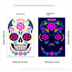 Waterproof Fluorescent Temporary Tattoo Stickers Day of the Dead