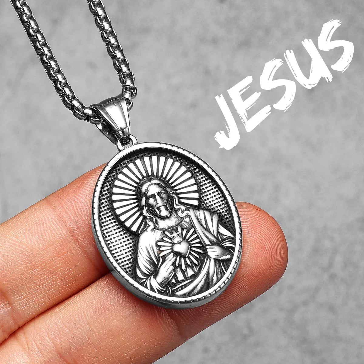 Jesus Heart Cross Necklaces Pendant Chain