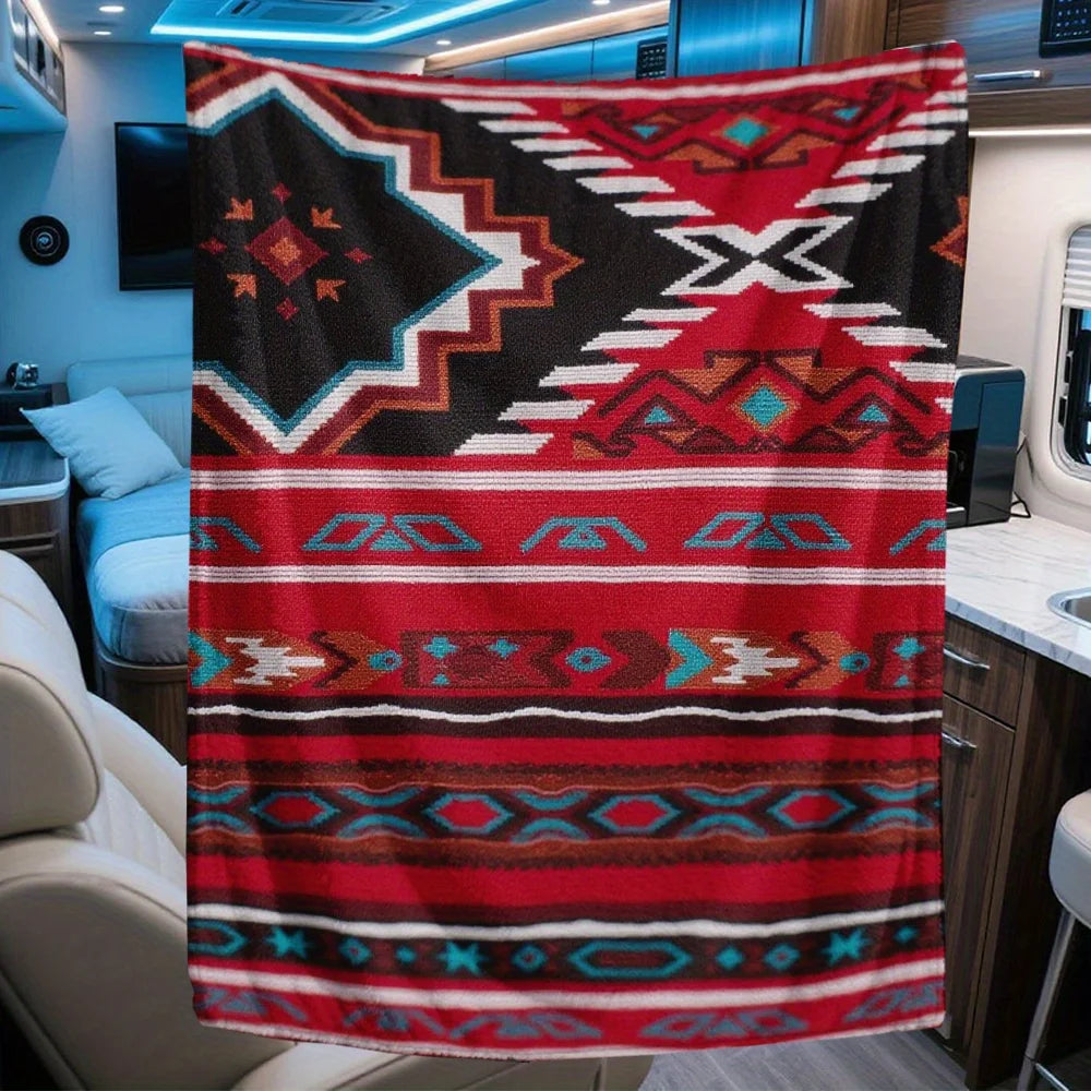 Throw Blanket Southwestern Tribal Red Brown Native American