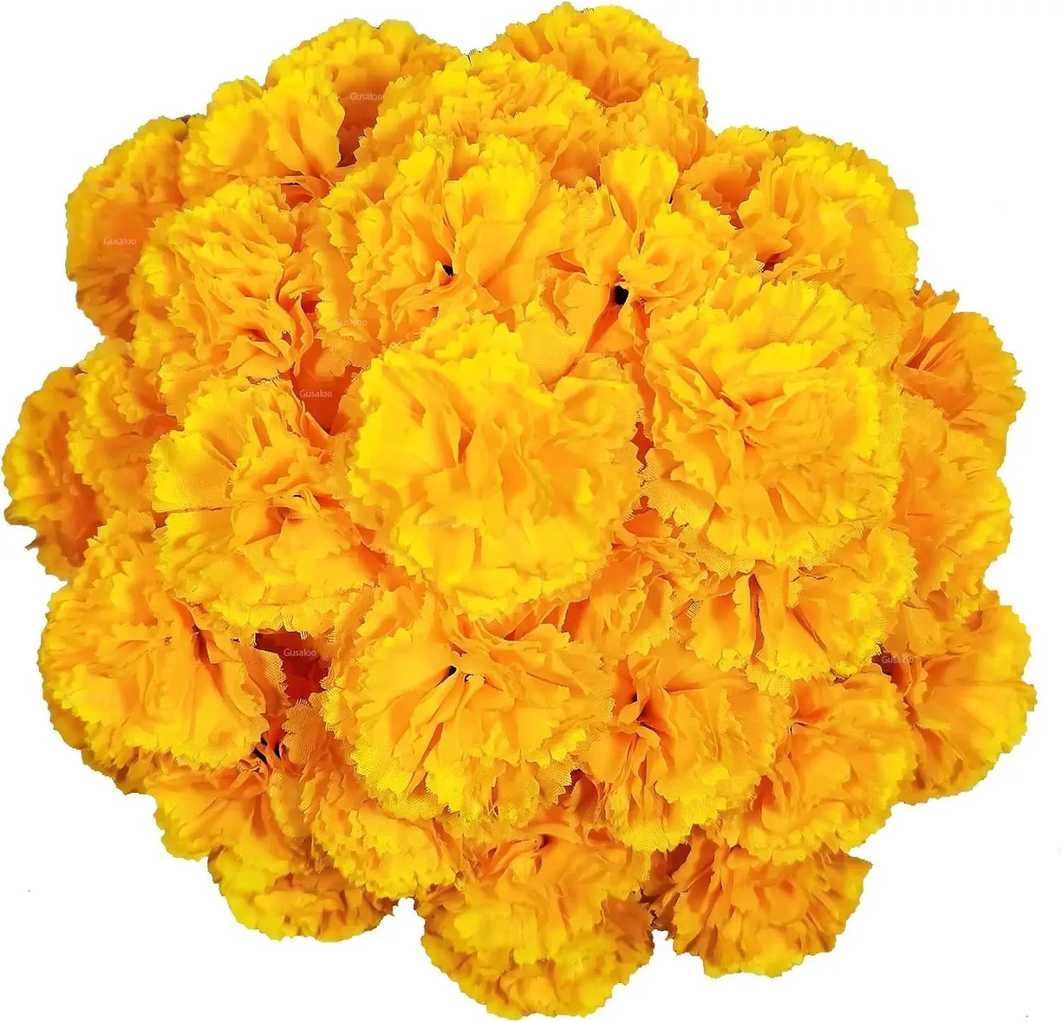 50Pcs Marigold Artificial Flowers for Day of The Dead, Diwali & Halloween Decor