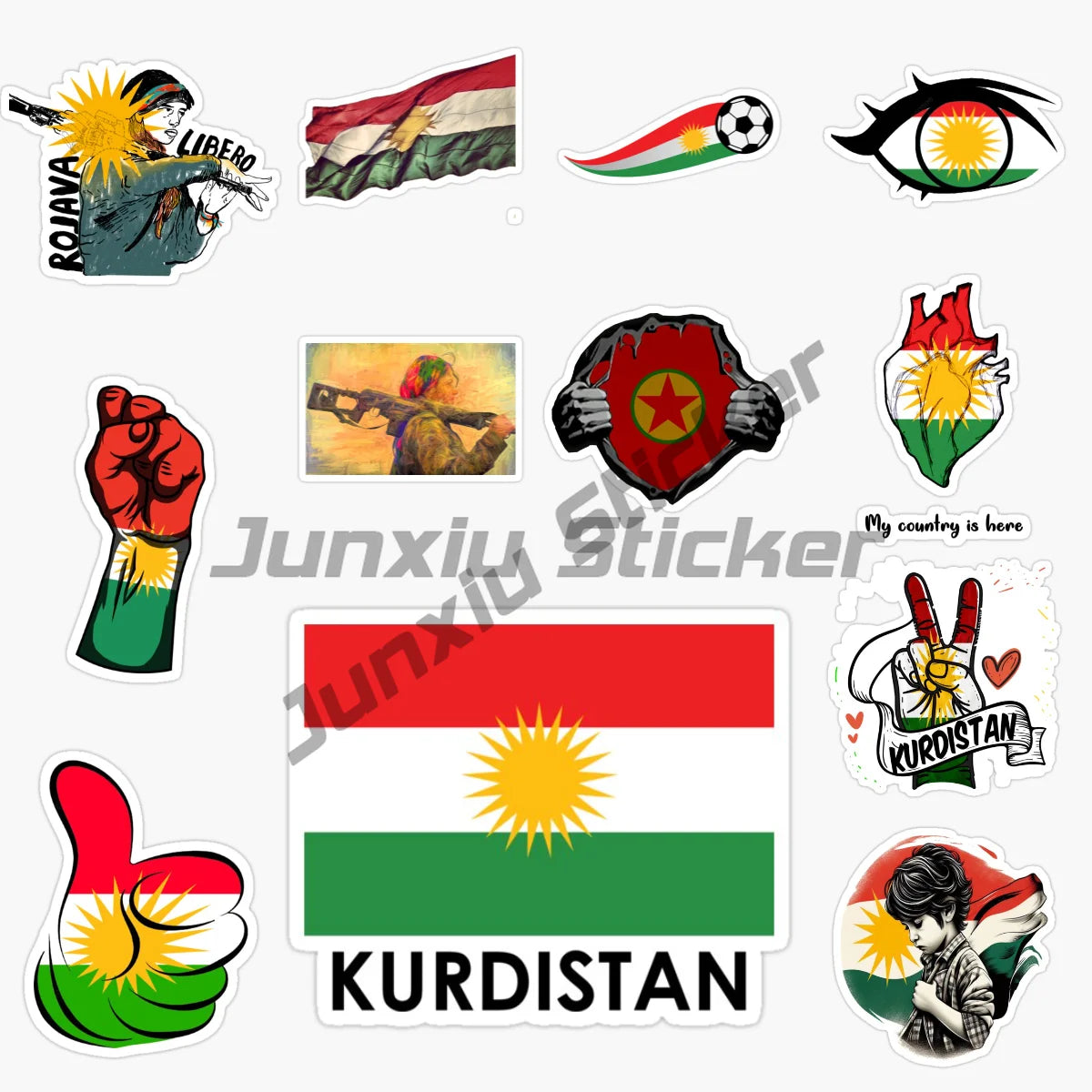 ملصقات علم كردستان للسيارات ملصقات دراجات نارية مستلزمات حاسوب محمول ملصقات مقاومة للخدش لتصميم المركبات الترفيهية