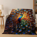3D Colorful Peacock Birds Dream Flannel Blanket