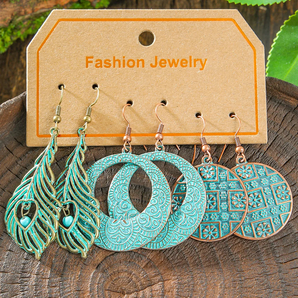 Boho Vintage Bronze Dangle Earrings