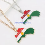 Kurdistan Map Flag Pendant Necklace, Keychain