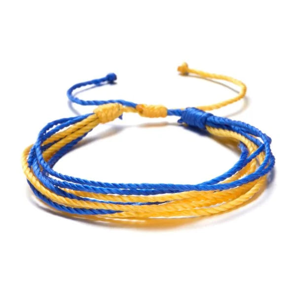 Handmade Blue & Yellow Ukraine Country Peace Love Bracelet