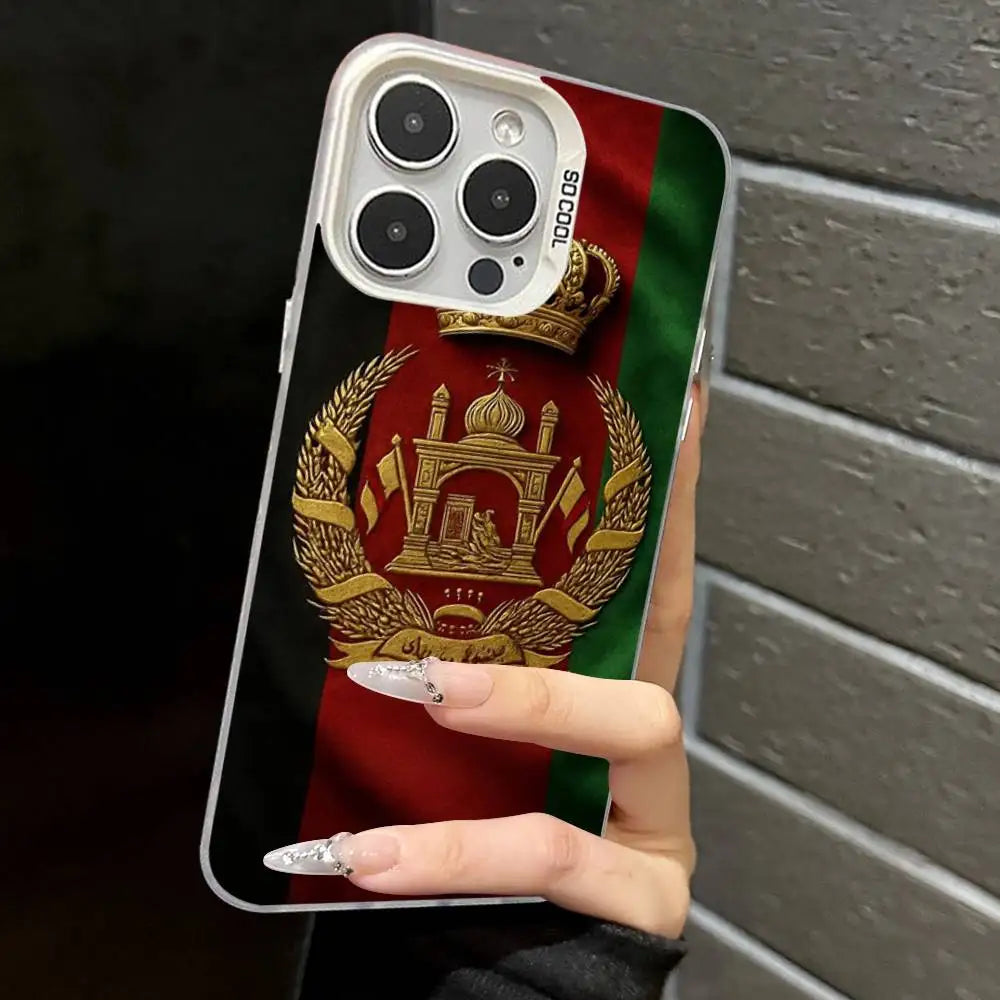 Afghanistan Flag Silver Plated Inside Phone Case For iPhone