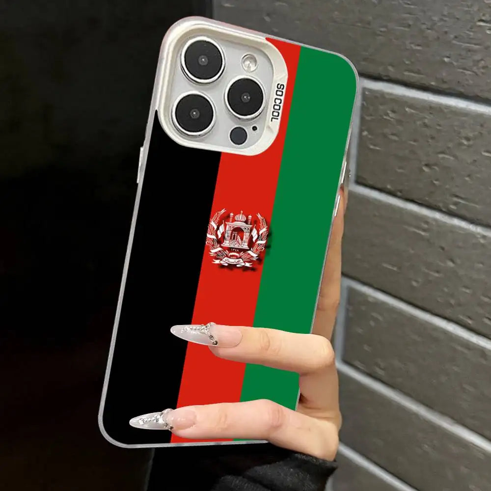 Afghanistan Flag Silver Plated Inside Phone Case For iPhone