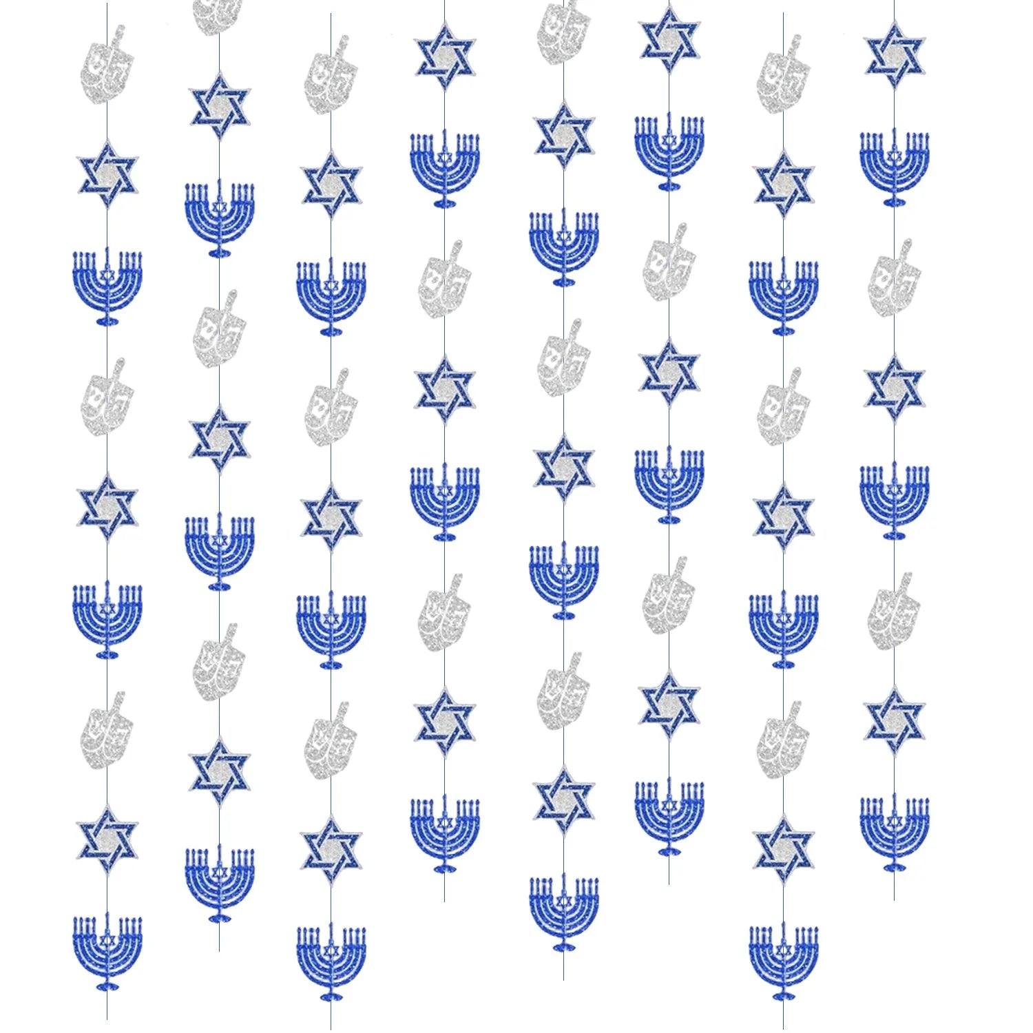 Hanukkah Decorations, Blue Glitter Hanging Banner Hanukkah Party