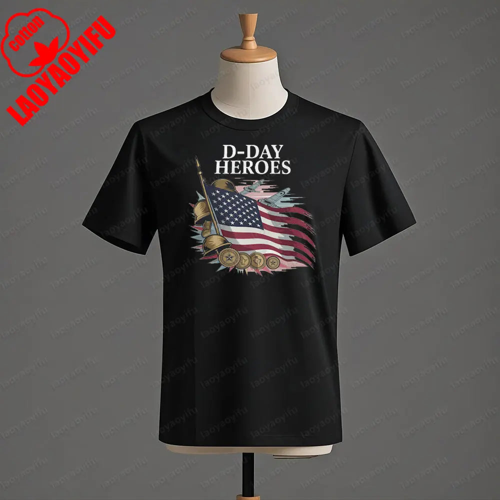 D Day Heroes T Shirt American Flag WW2 Tshirt