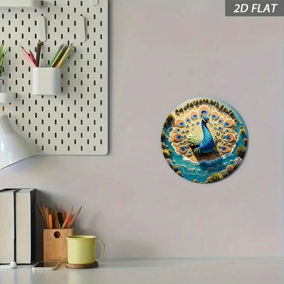 2D Metal Sign, Peacock Wall Decor,