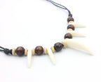 Tribal Imitation Wolf Teeth Beaded Necklace