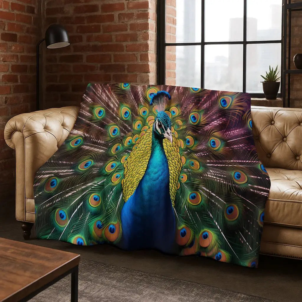 3D Colorful Peacock Birds Dream Flannel Blanket