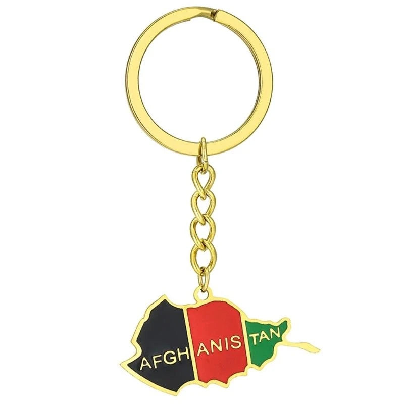 Afghanistan Flag Keychain Country Map